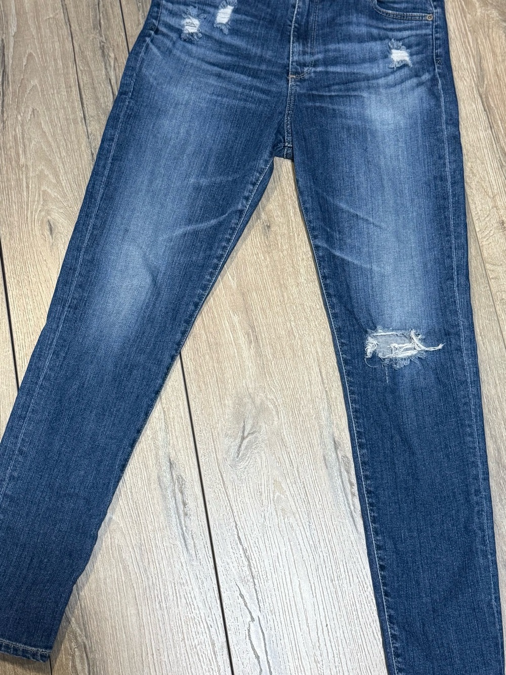 AG Stevie Straight Leg Jeans High Rise Distressed Ankle Blue Wash Size 28 - Picture 4 of 15
